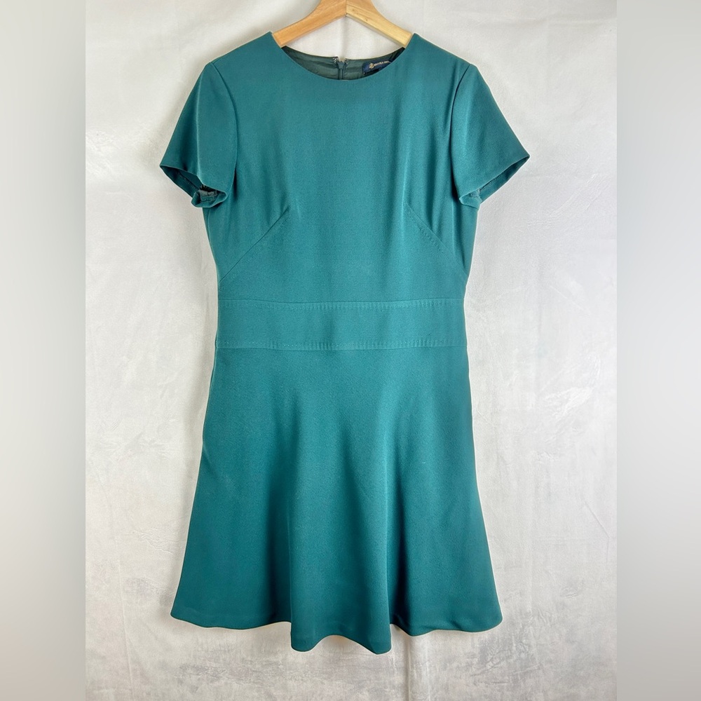 BROOKS BROTHERS Dress Fit & Flare Dress Size 8 Emerald Green Short Sleeve Classy